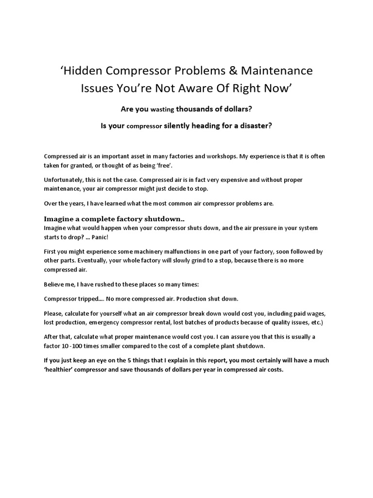 Hidden Compressor Problems PDF Gas Compressor Clothes Dryer