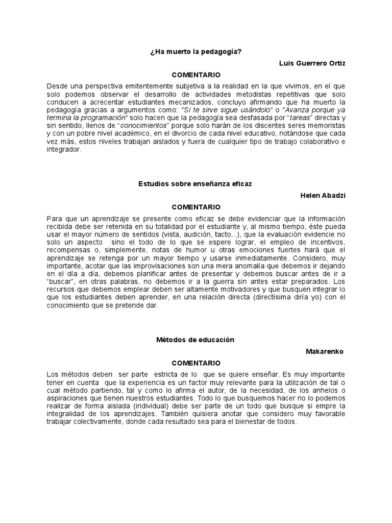 Comentarios Críticos