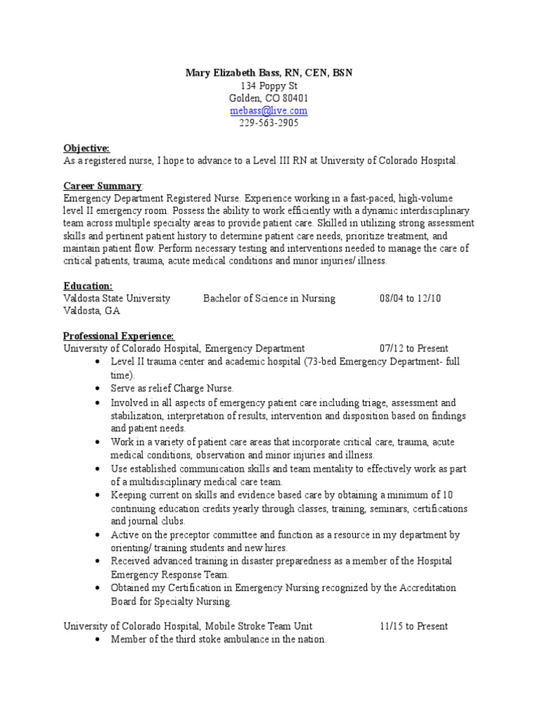 CV Level III | PDF | Emergency Department | Nursing