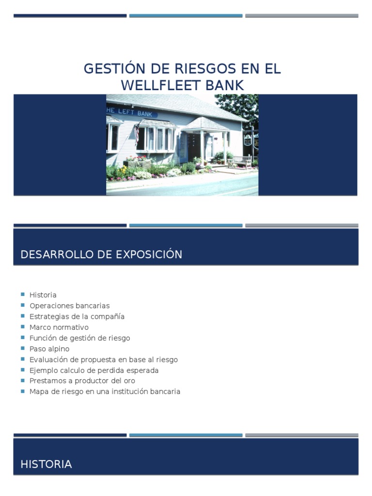 Gestión de Riesgos en El Wellfleet Bank PDF Contabilidad Riesgo