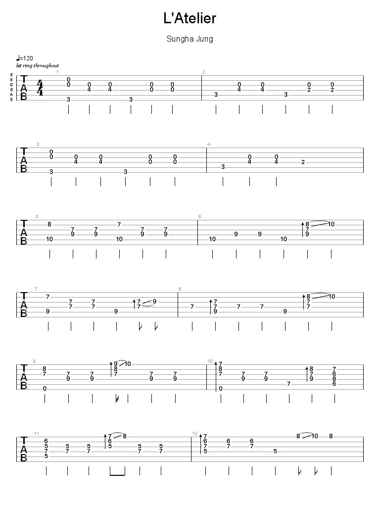 L Atelier By Sungha Jung Tabs Pdf