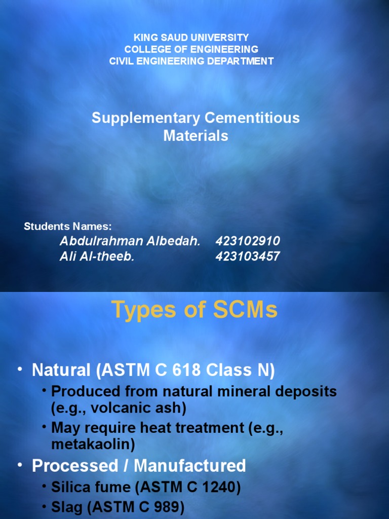 Supplementary Cementitious Materials Overview | PDF | Fly Ash | Concrete