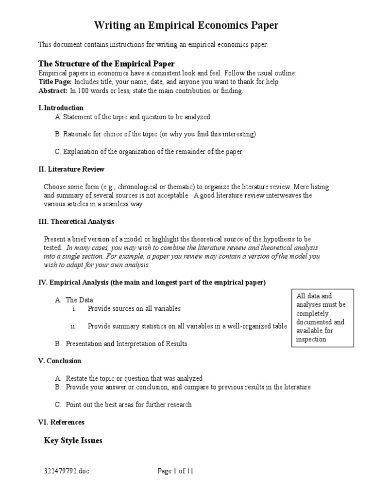 Guide to Writing Empirical Economics Papers | PDF | Statistical ...