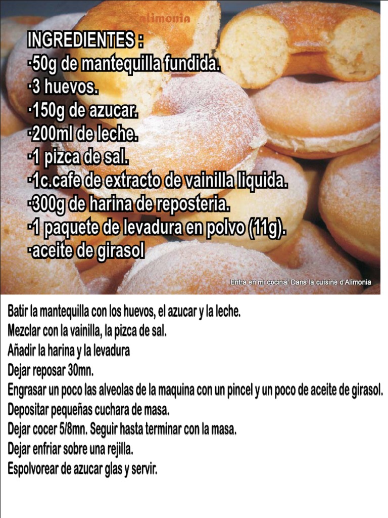 Recetas Donas | PDF | Ingredientes de comida | Cocina occidental