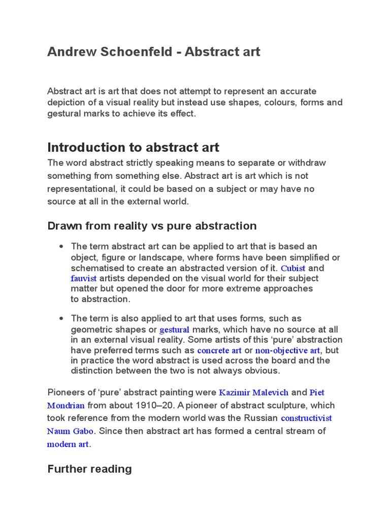 Andrew Schoenfeld Abstract Art PDF Abstract Art Art Criticism