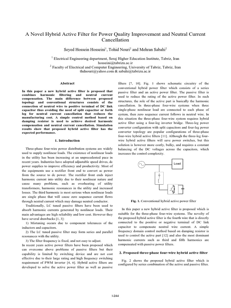 Hybrid Active Filter for Power Quality | PDF | Ac Power | Electronic Filter