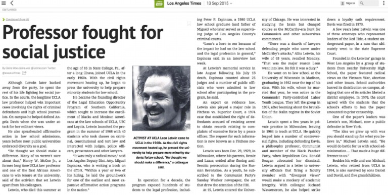 Legacy of Leon Letwin at UCLA | PDF | Legal Education | University Of ...