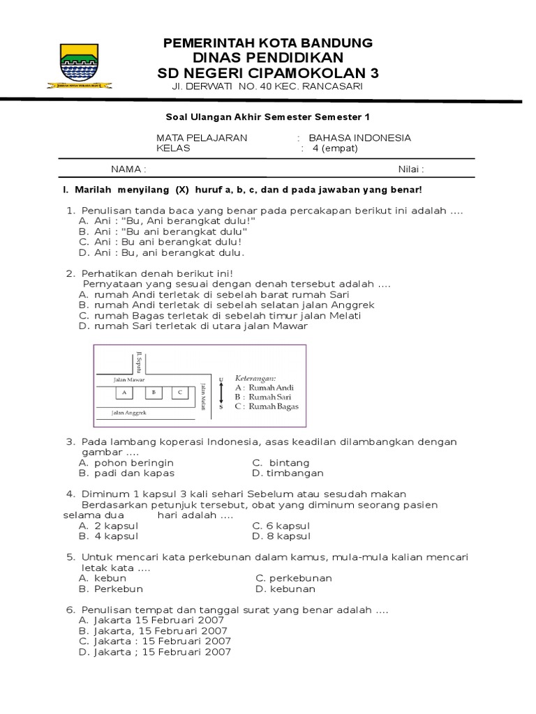 Soal Bahasa Indonesia Kelas 1 Semester 2 Homecare24