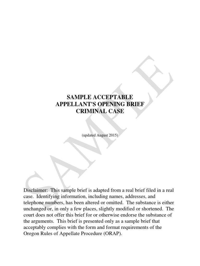 Appellant's Opening Brief: Criminal Case | PDF | Brief (Law ...
