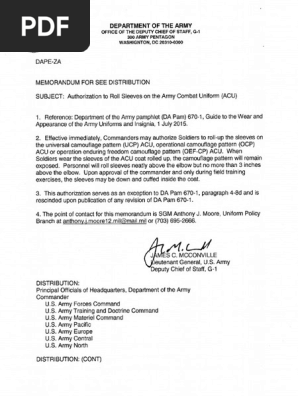 Army memo
