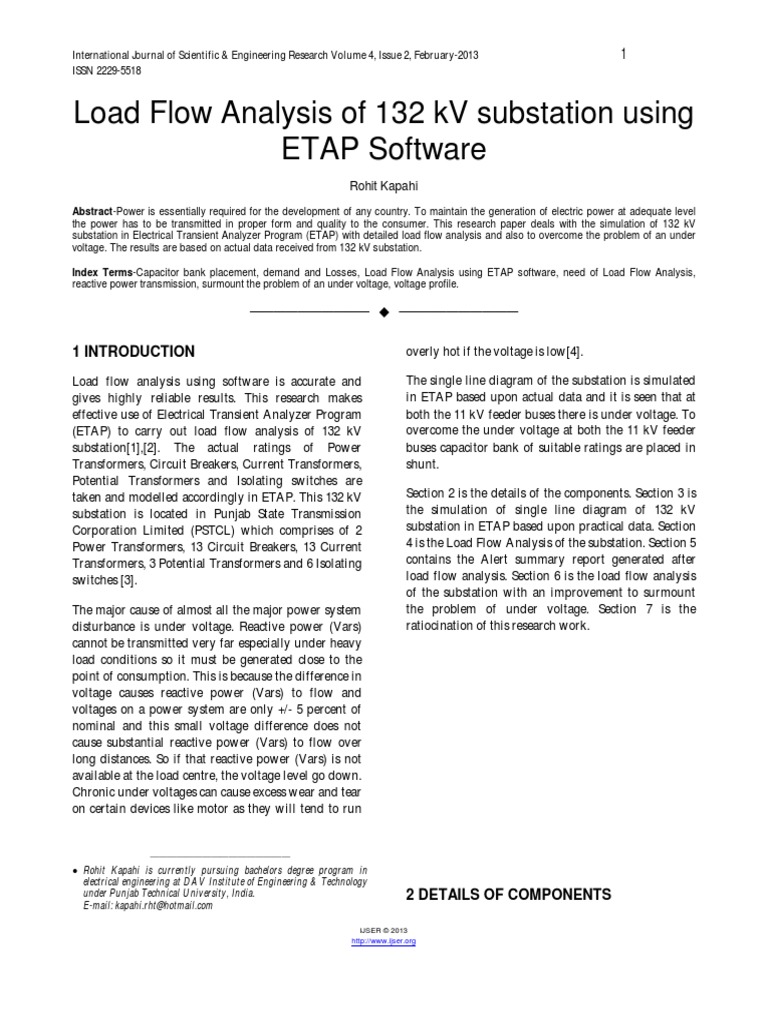 Load Flow Analysis of 132 KV Substation Using Etap Software | PDF ...