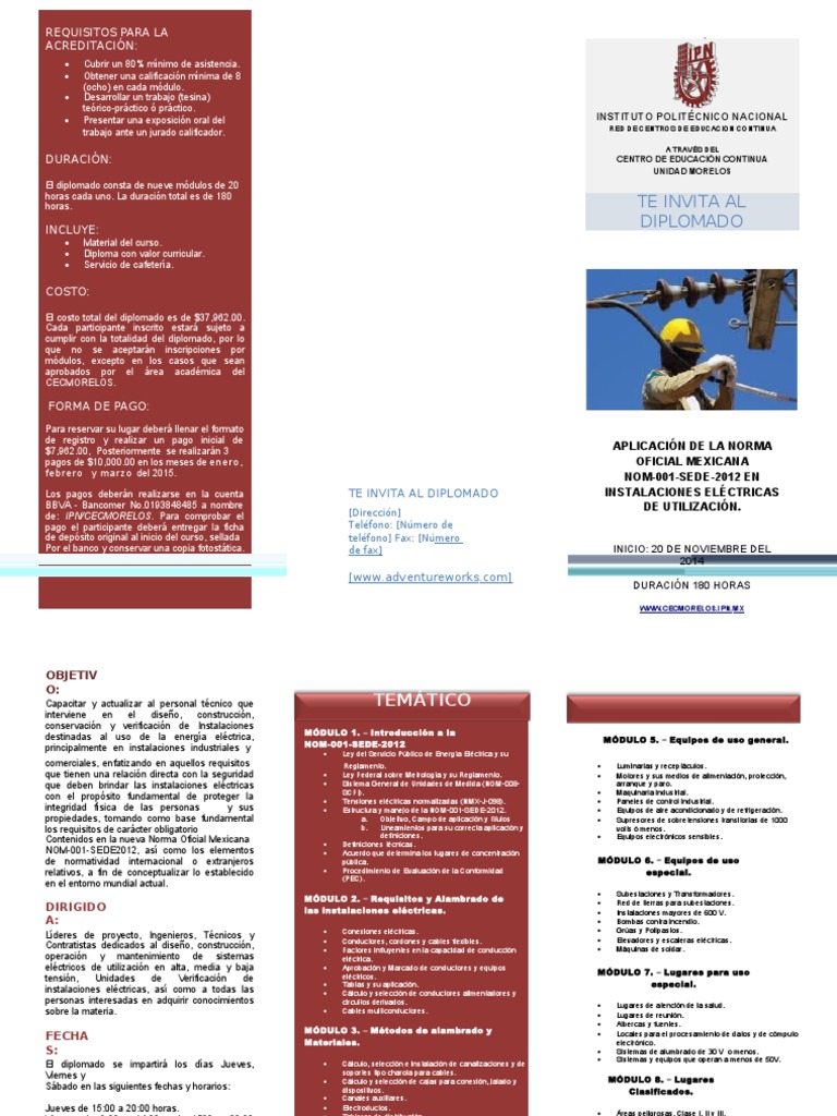 Aplicación De La Norma Oficial Mexicana Nom 001 Sede 2012 En