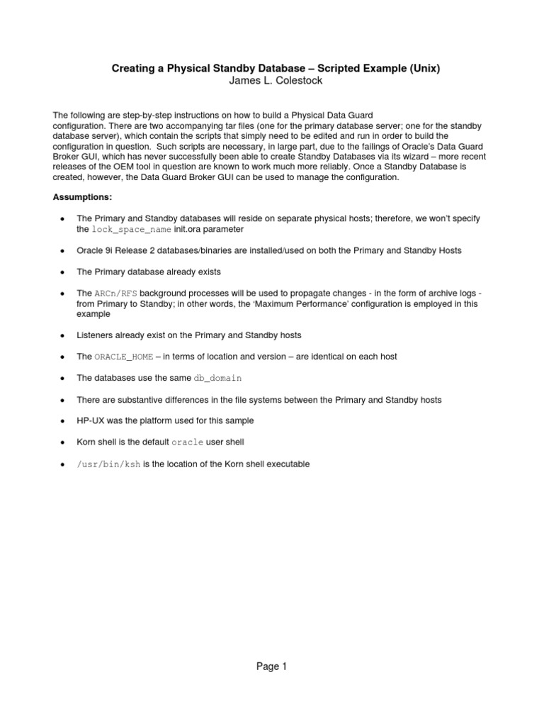 Clock Stock How To Build Physical Standby Unix PDF Oracle Database Command Line Interface