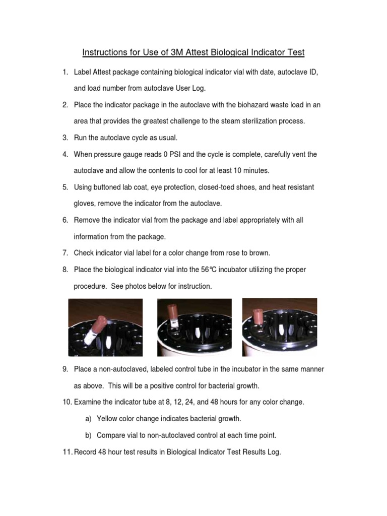 Instructions For Use of 3M Attest Biological Indicator Test Final PDF