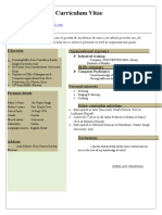 Curriculum Vitae: Organisational Exposure