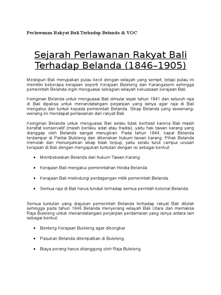 Perlawanan Rakyat Bali Terhadap Belanda Pdf