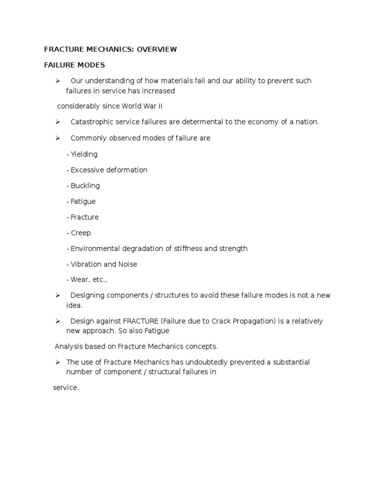 Fracture Mechanics: Overview Failure Modes | PDF
