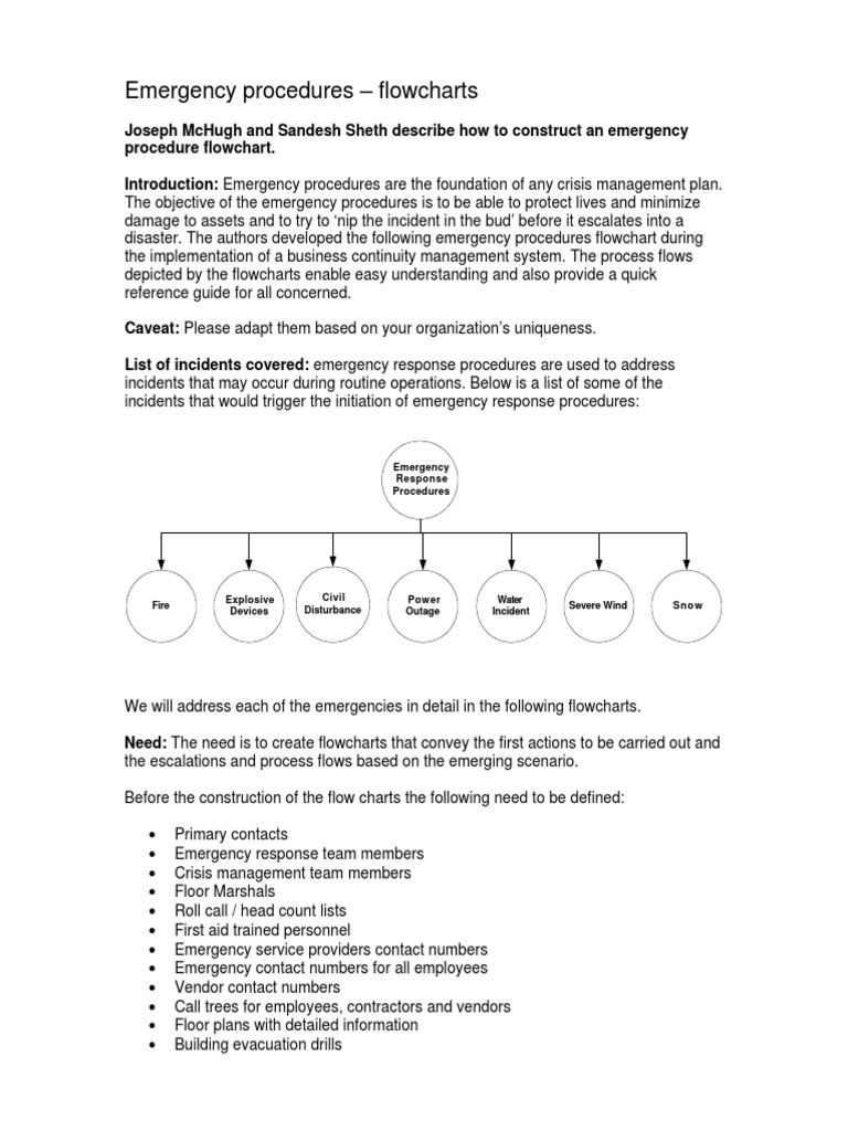 EmergencyProcedures FlowCharts | PDF