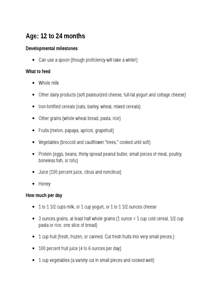 Nutrition Guide for Toddlers 12-24 Months | PDF