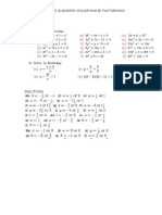 Quadratic Equations by Factorising