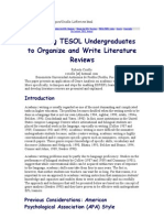 Teaching TESOL Undergraduates To Organize and Write Literature Reviews