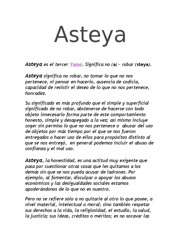 Asteya | PDF | Yoga | Amor