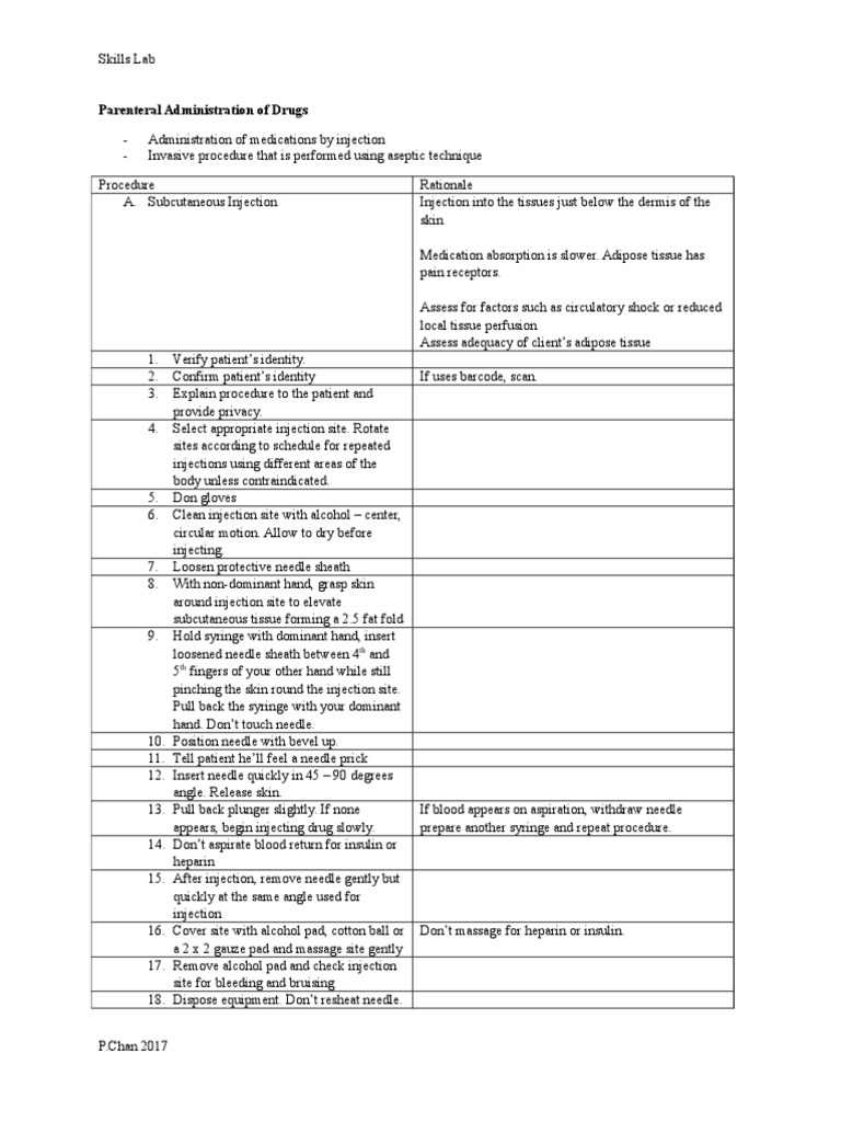 Parenteral Drug Administration Guide | PDF | Injection (Medicine) | Syringe