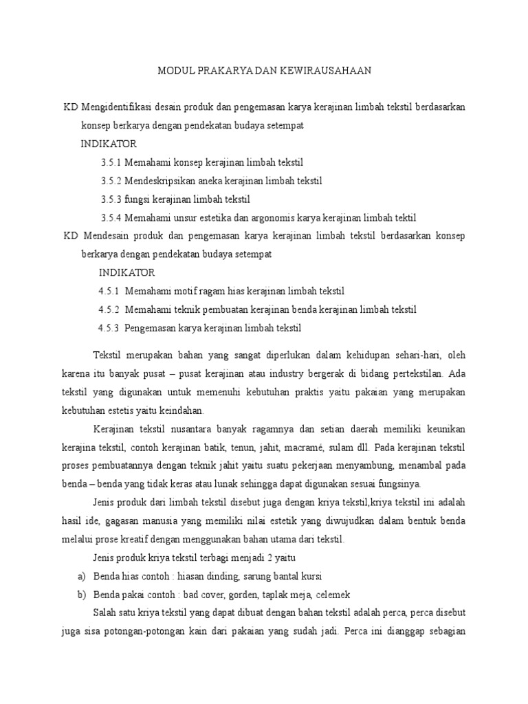 Modul Prakarya Dan Kewirausahaan
