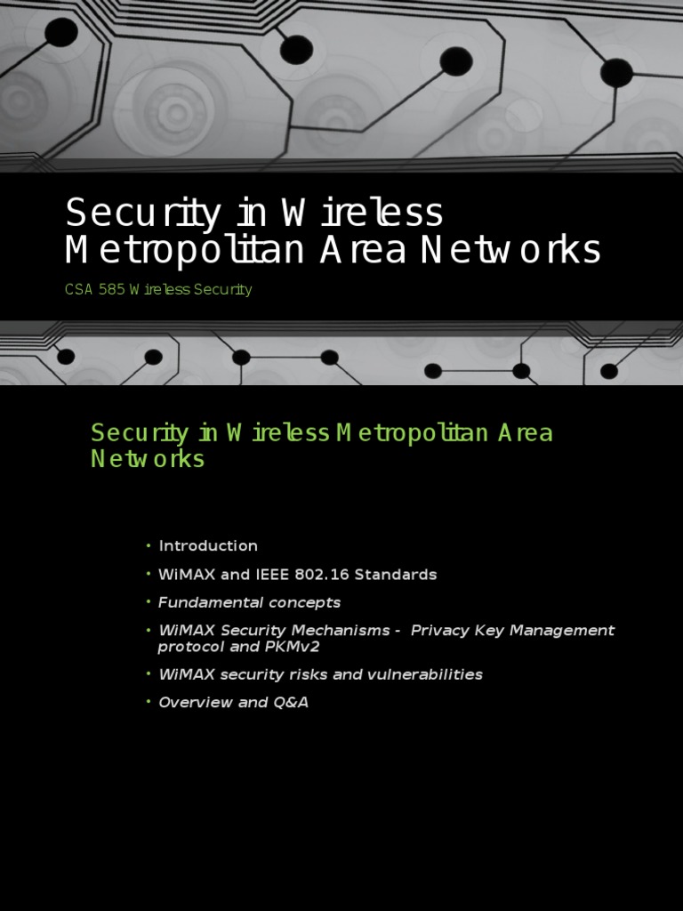 WiMAX Security in Metropolitan Networks | PDF | Wi Max | Wireless