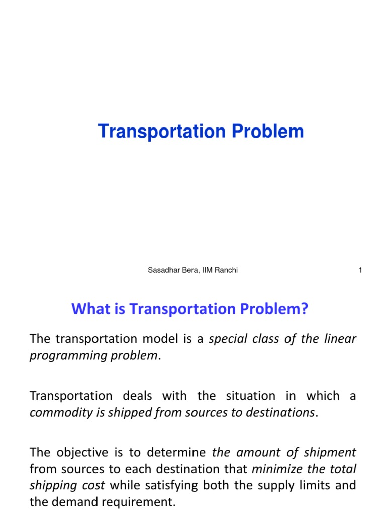 Optimizing Transportation Costs: Solving the Transportation Problem ...