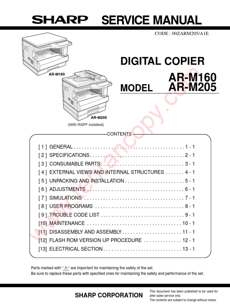 Sharp AR-M160-205 Service Manual | Image Scanner | Exposure (Photography)