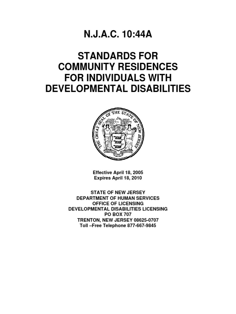 N.J.A.C. 10:44A Community Residence Standards | PDF | Developmental ...