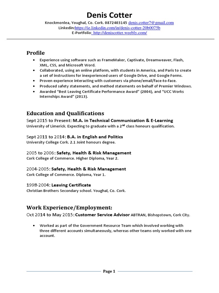 CV 2016 | PDF | Communication | Computing
