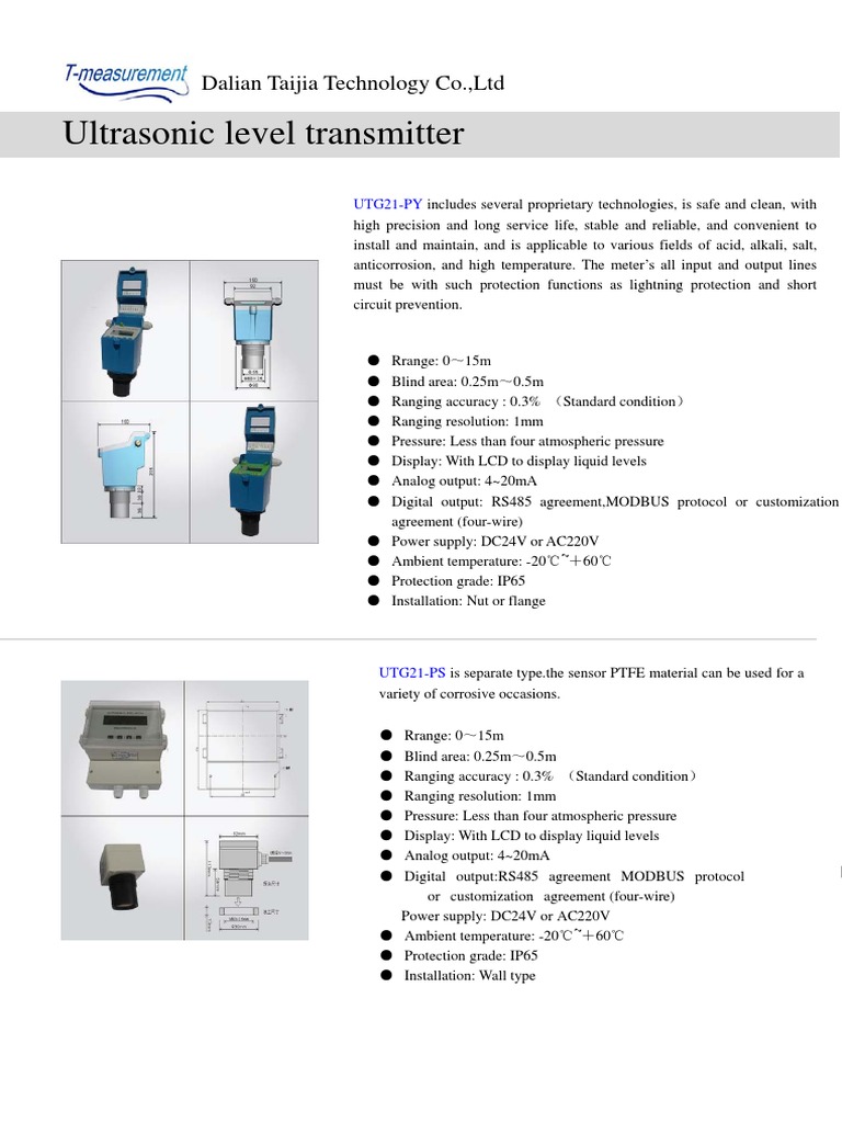 Ultrasonic Level Transmitter Overview | PDF | Power Supply | Liquid ...