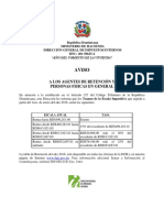 Aviso: A Los Agentes de Retención Y Personas Fisicas en General