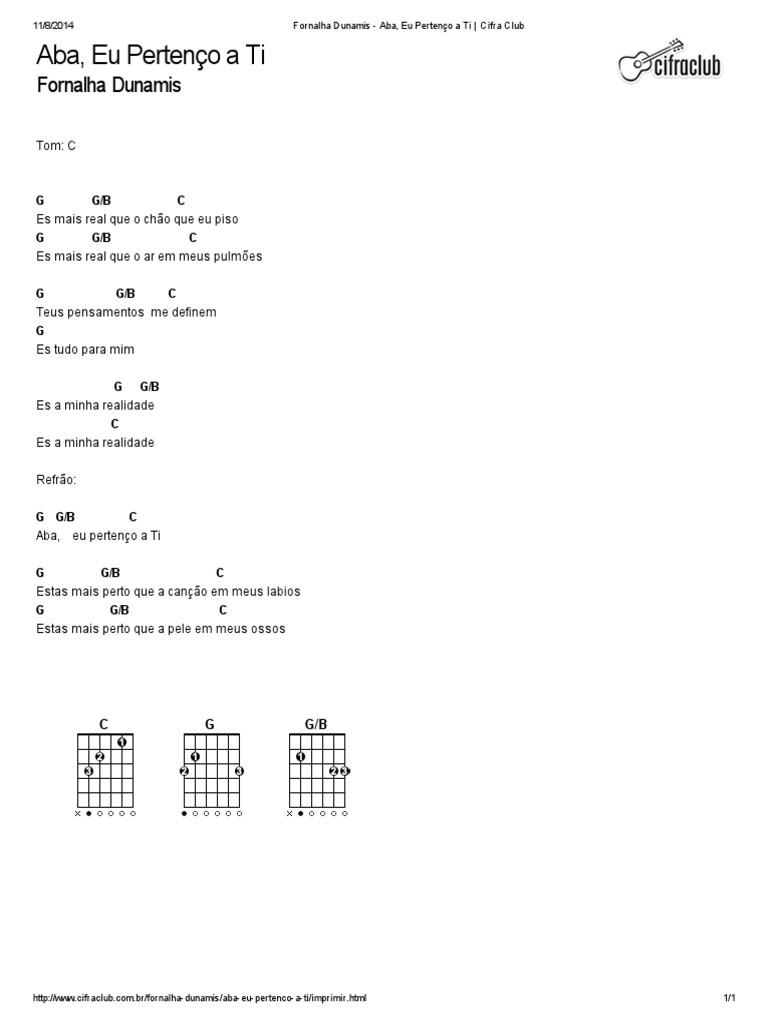 Fornalha Dunamis - Aba, Eu Pertenço A Ti - Cifra Club | PDF | Poesia