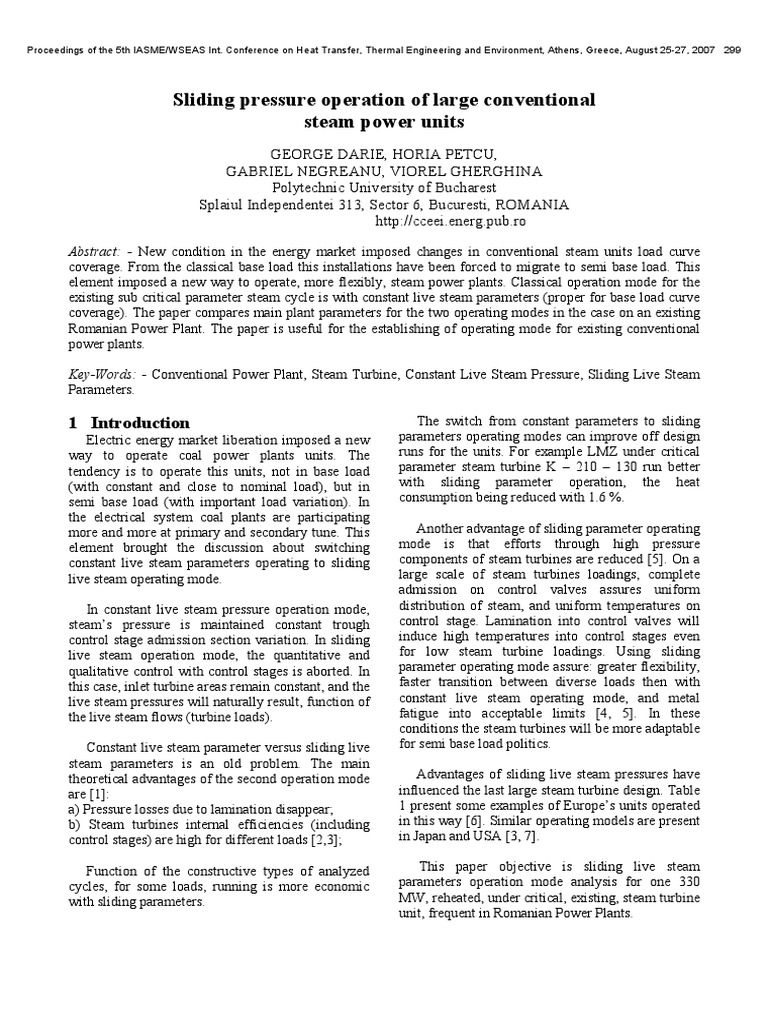 Sliding Pressure Operation PDF Steam Engine Steam