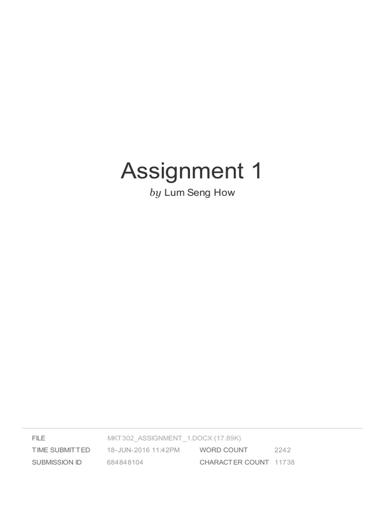 MKT302 Assignment 1 Submission Report | PDF