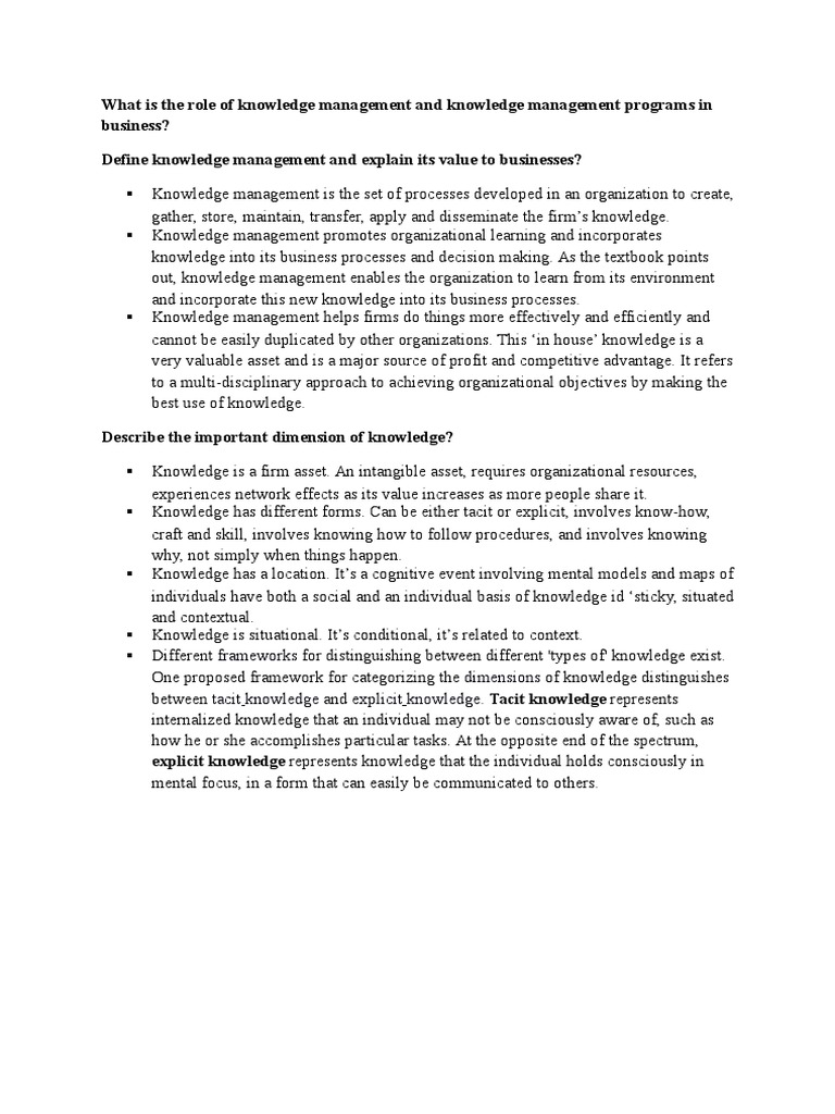 What Is The Role of Knowledge Management and Knowledge Management
