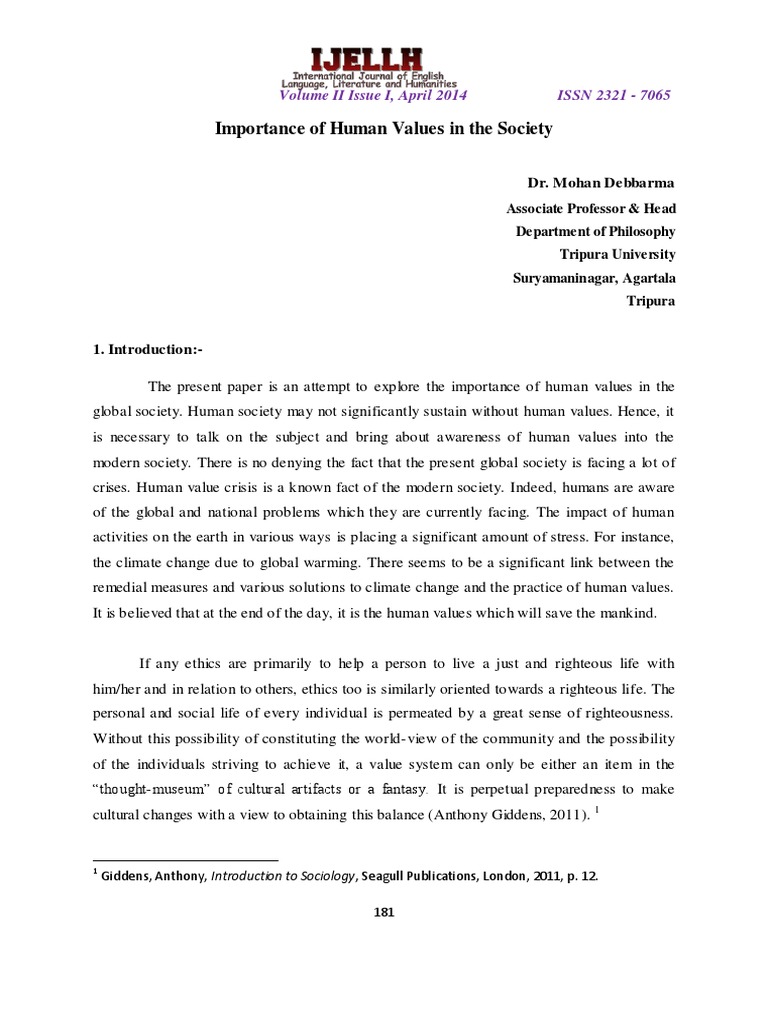 Importance of Human Values in Society | PDF | Value (Ethics) | Morality