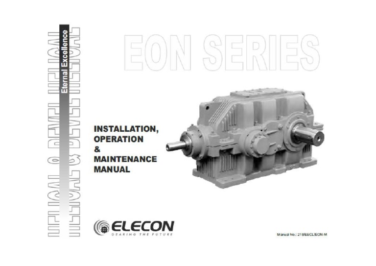 Elecon EON Series Gearbox Manual Page 1 PDF