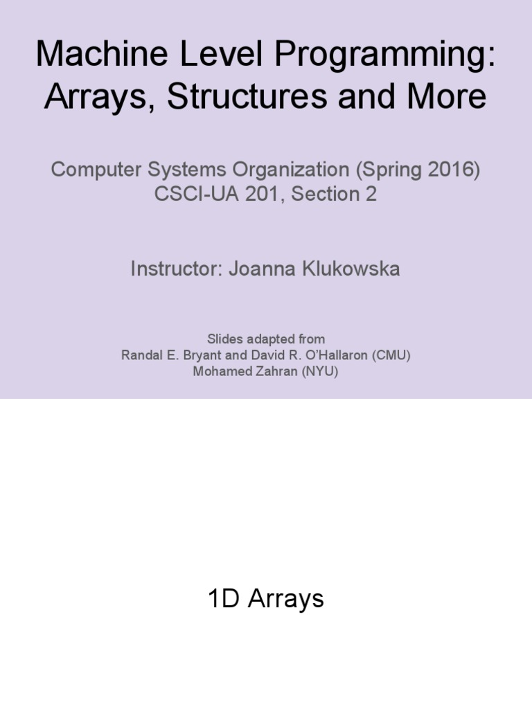 Machine Level Programming: Arrays, Structures and More | PDF | Array ...