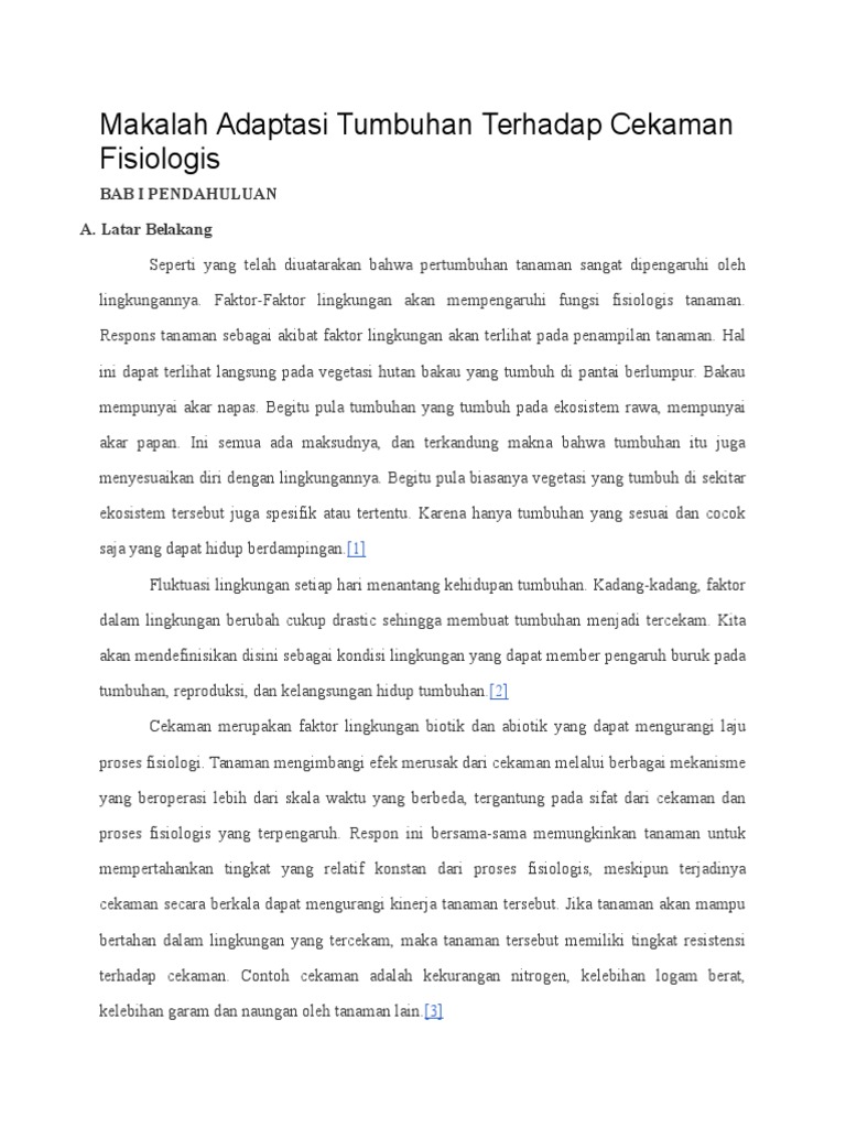Makalah Adaptasi Tumbuhan Terhadap Cekaman Fisiologis Pdf