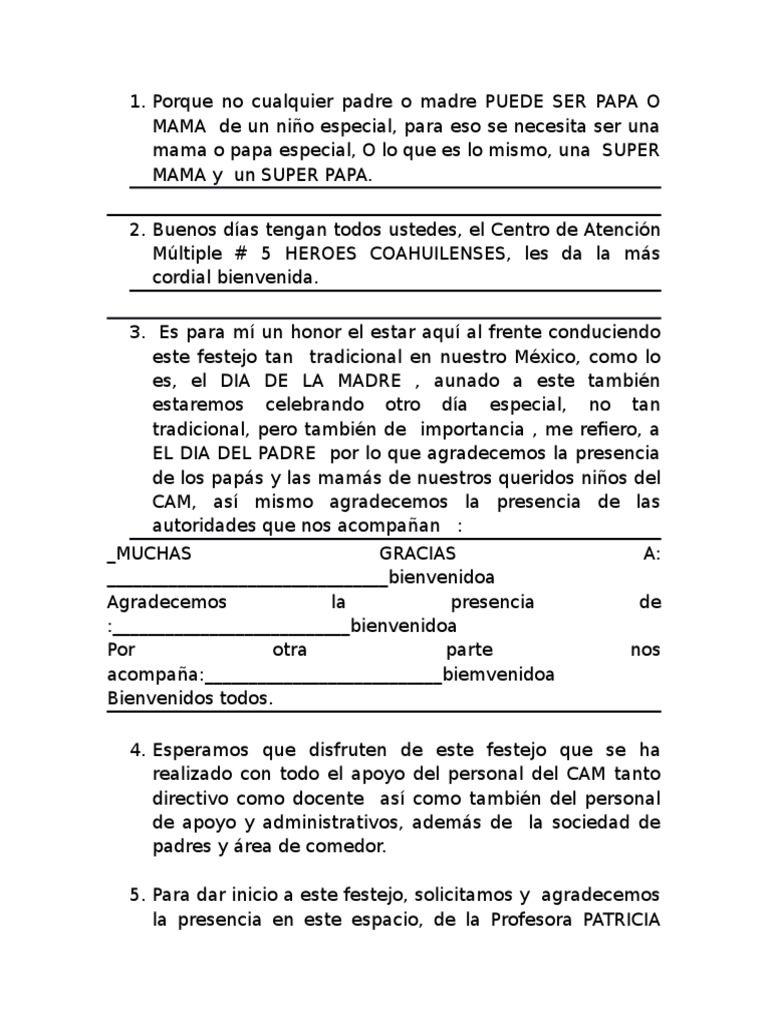 Programa del Festival Día de Madres y Padres | PDF | Amor | Maestros