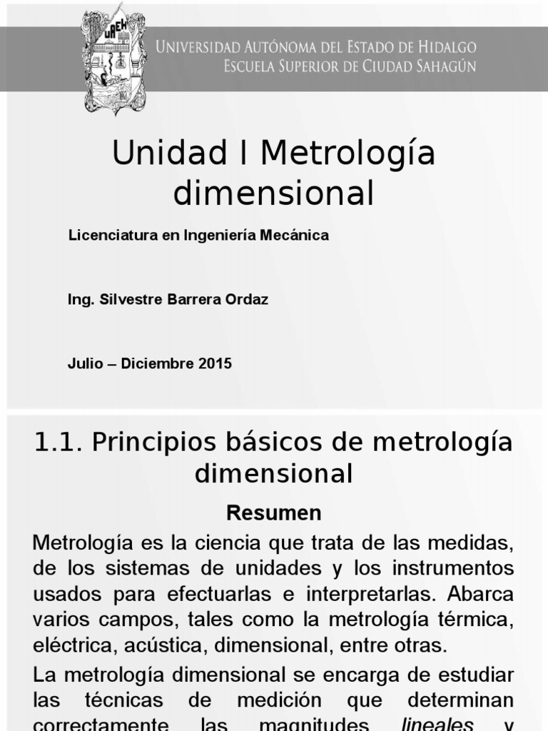Principios Basicos de Metrologia Dimensional | PDF | Unidades de medida ...