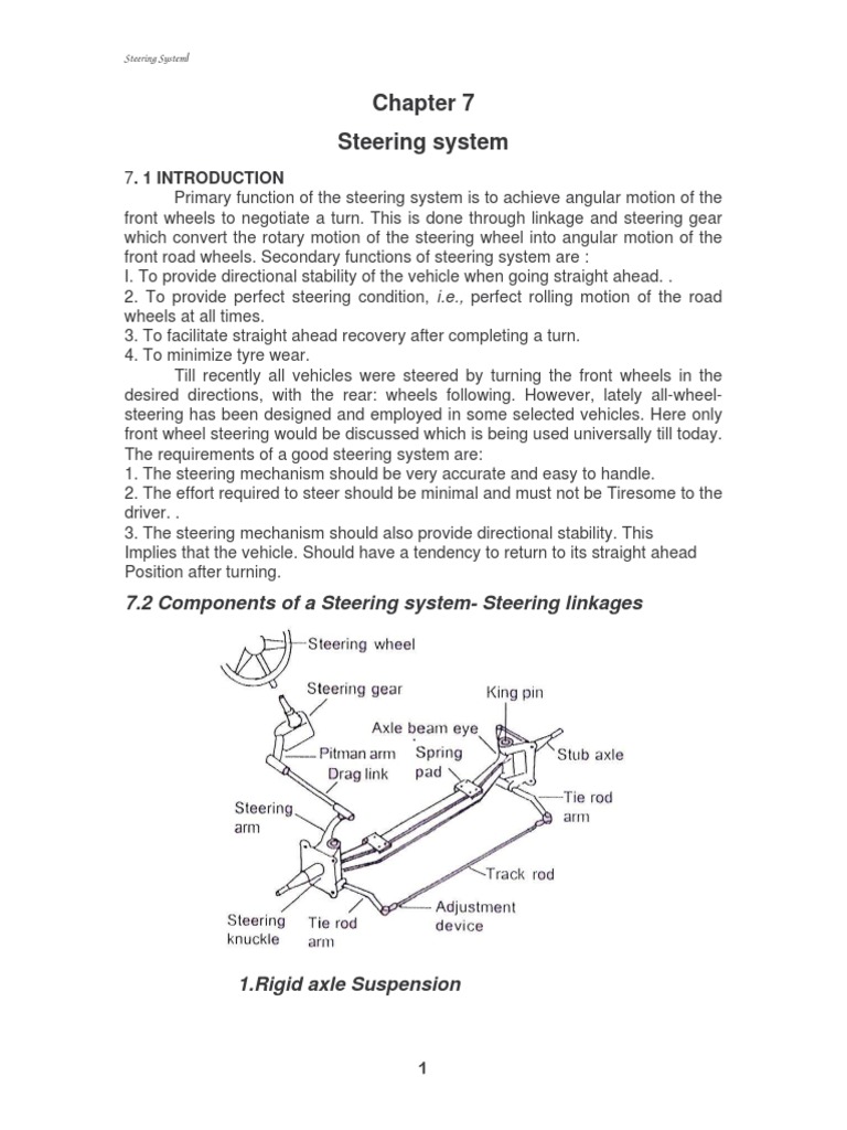 Steering System Components and Functions | PDF | Steering | Tire