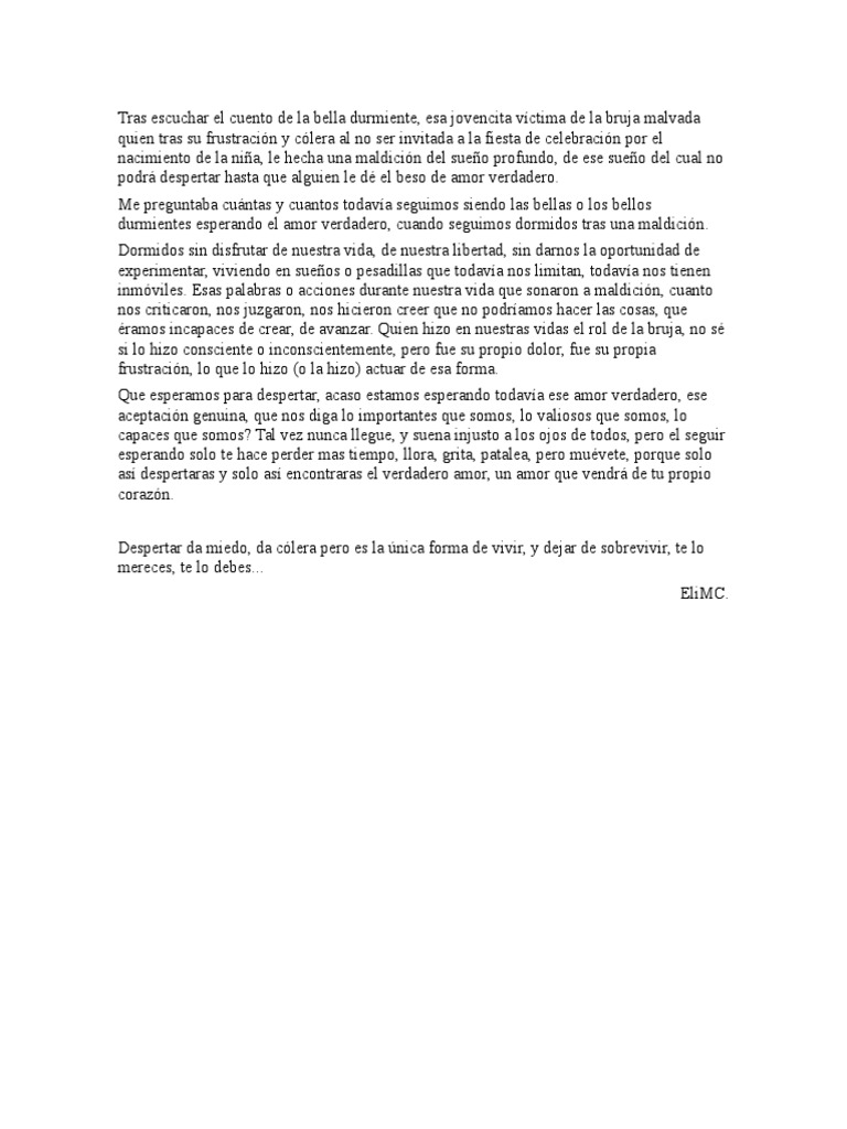Reflexion A La Bella Durmiente | PDF, image size:768x1024