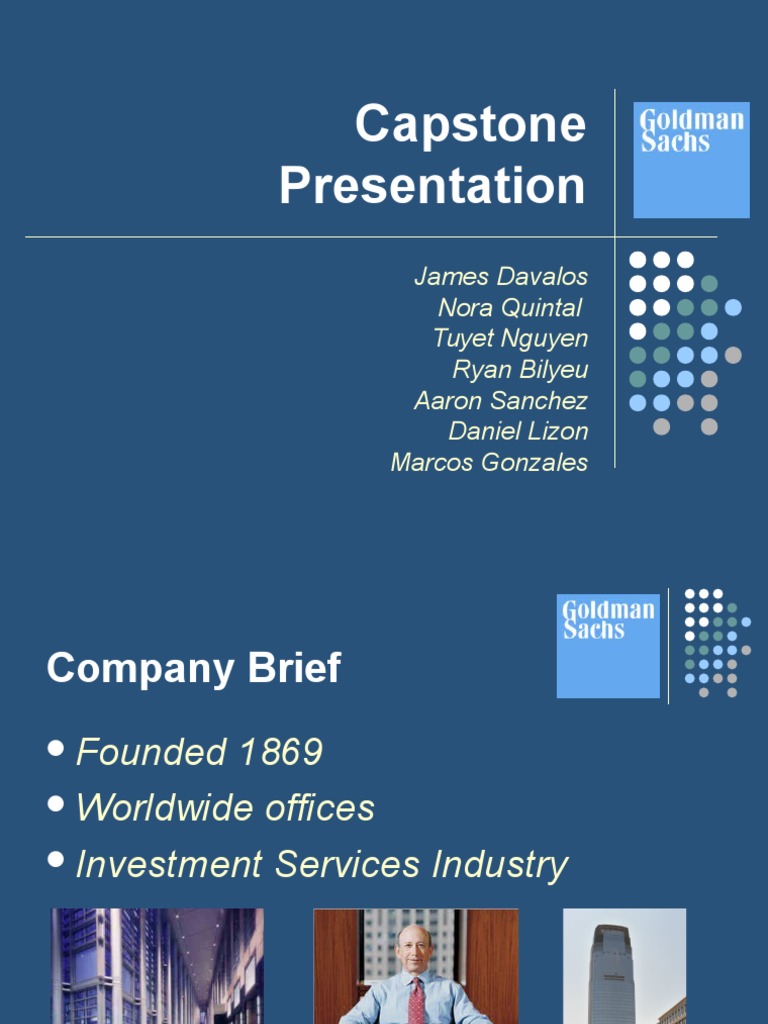 Goldman Sachs Presentationppt409 Investment Banking Goldman Sachs