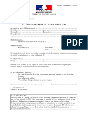 Ob b6c690 Attestation de Prise en Charge Financi | PDF