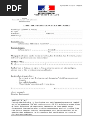 Ob b6c690 Attestation de Prise en Charge Financi | PDF